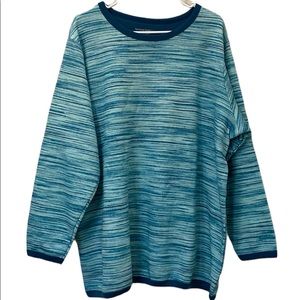 NWOT Woman Within Blue/Green Medium Weight Long Sleeve Tee Shirt 18/20 Petite L